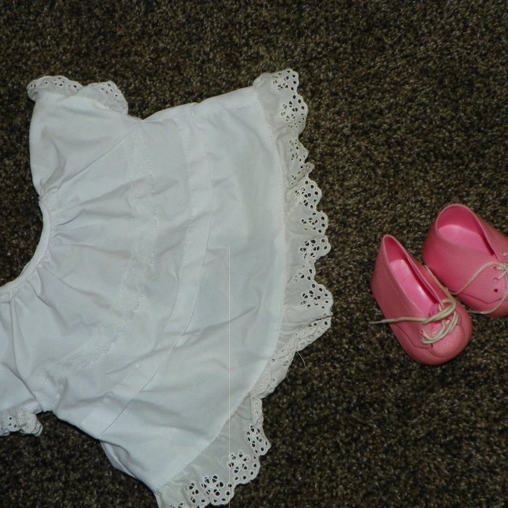 Vintage Doll Handmade Dress Apron & CPK  Shoes